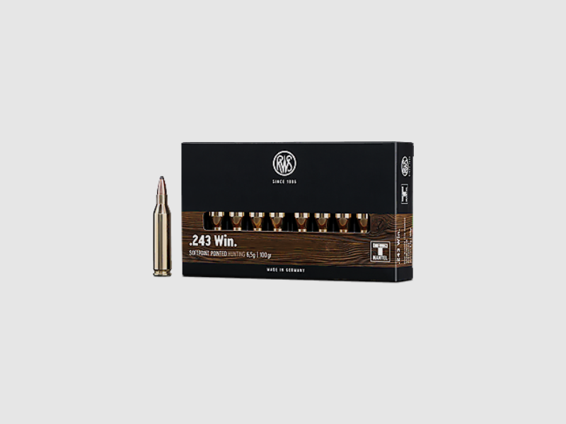 RWS Büchsenmunition Kal. 243 Win 6,5g Teilmantel-Spitz
