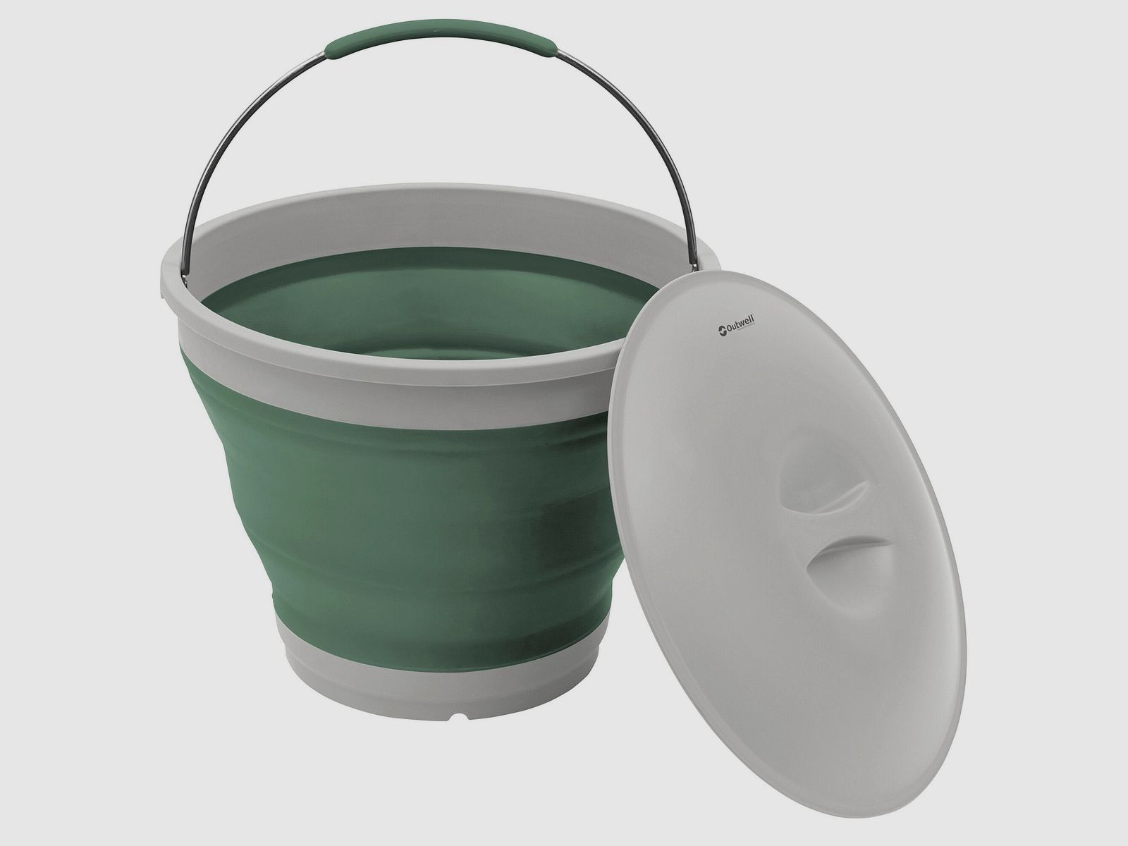 Foldable Bucket, Dark Green, image 2 of 4