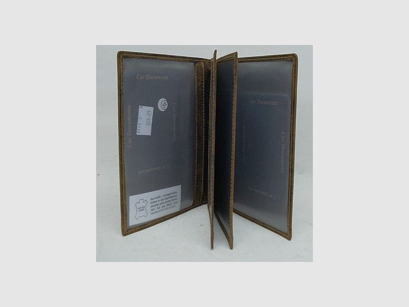 Hunting license case deer - brown antique leather, 6 compartments