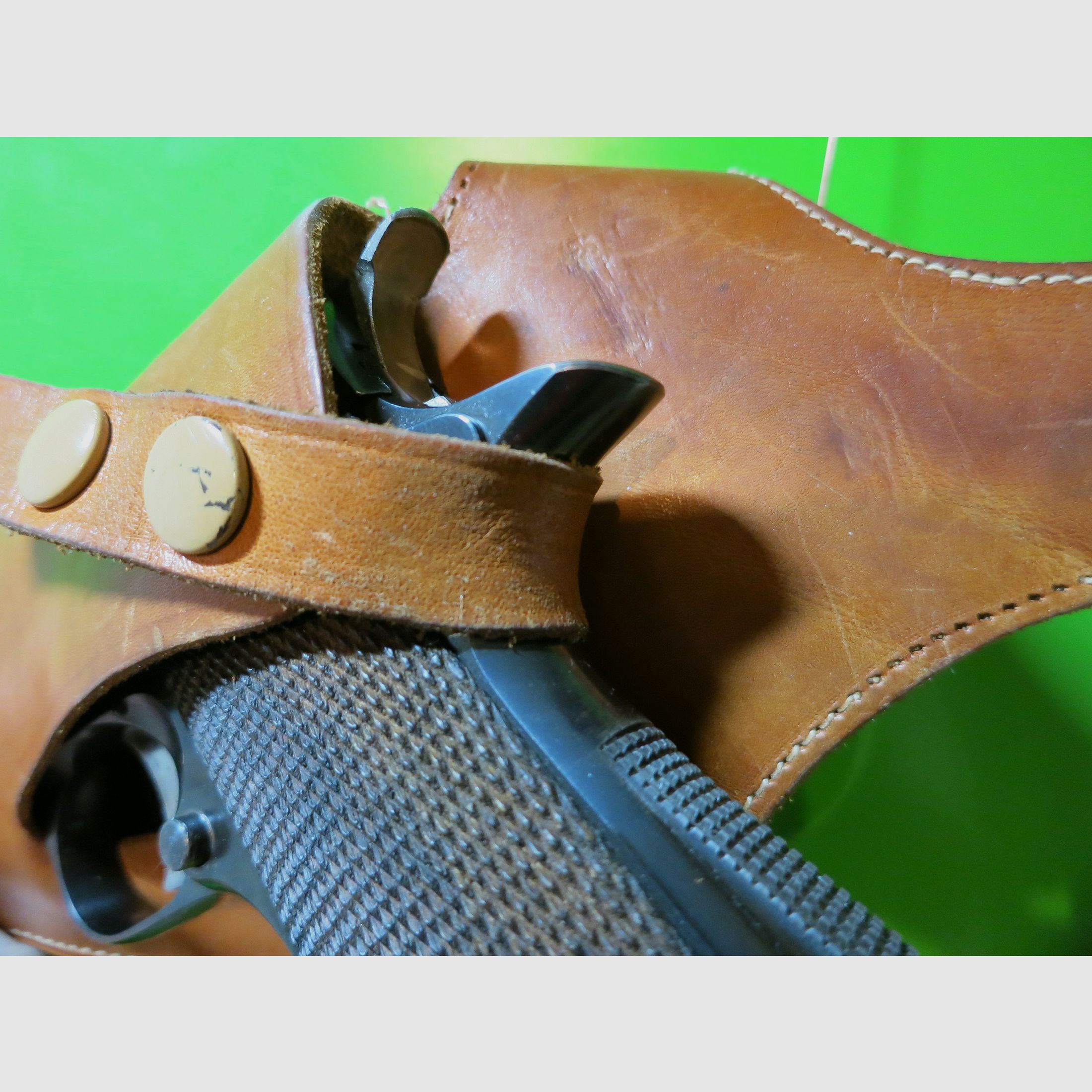 Schulterholster, Revolver + Pistole  5" z. B. 1911, Leder + Textil (Webgurt)