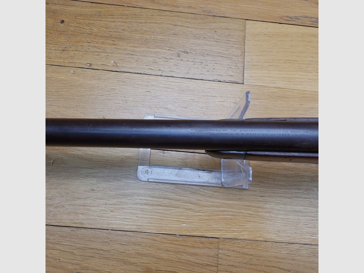 Very beautiful Winchester Model 1892 – Version "rifle" with round barrel – in 32WCF – New Haven Arms from 1906 – Beautiful American walnut wood – Very nice barrel and mechanism – Period Marble rear sight – Very nice markings – TBE+, image 26 of 36