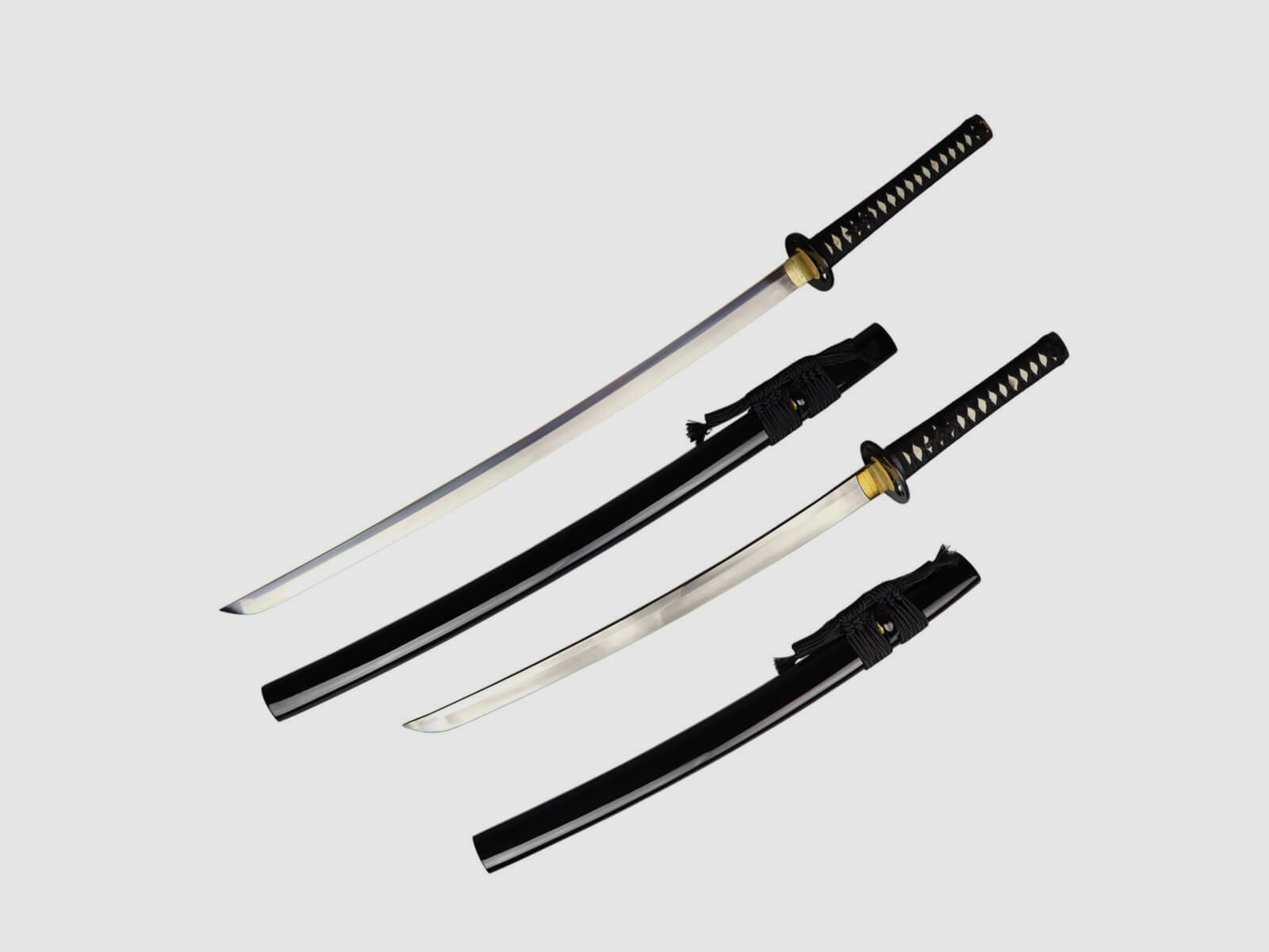 Daisho Schwertpaar handgefertigt Samuraischwerter 1095 Kohlenstoffstahl mit Lehmhrtung