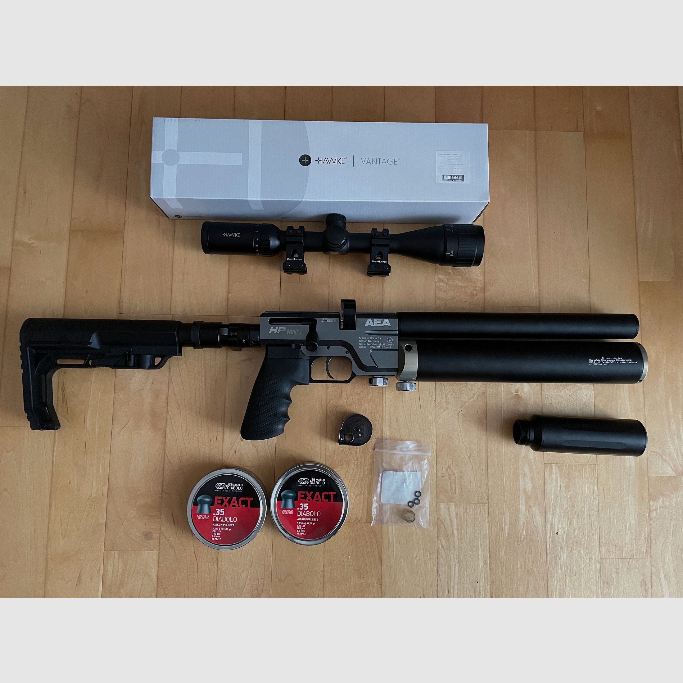 AEA HP MAX MK1 inkl Zielfernrohr Schalldämpfer und Munition