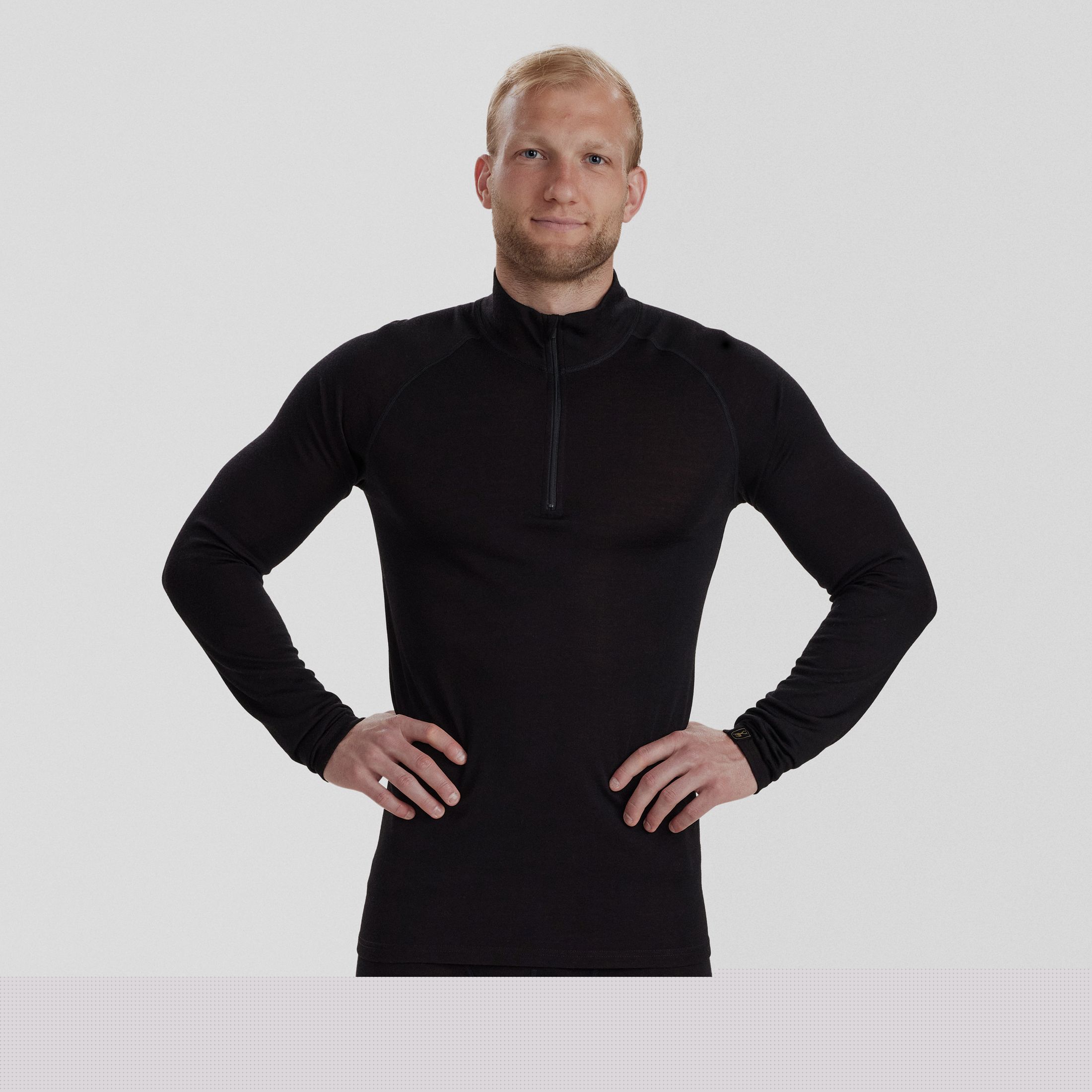 Quinn Merino onderhemd met ½ rits - Black Oak - Maat: 2XL