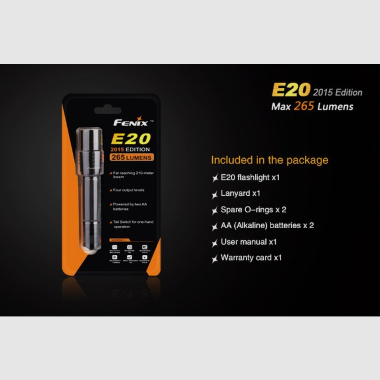 Fenix E20 lampe de poche LED 265 lumens