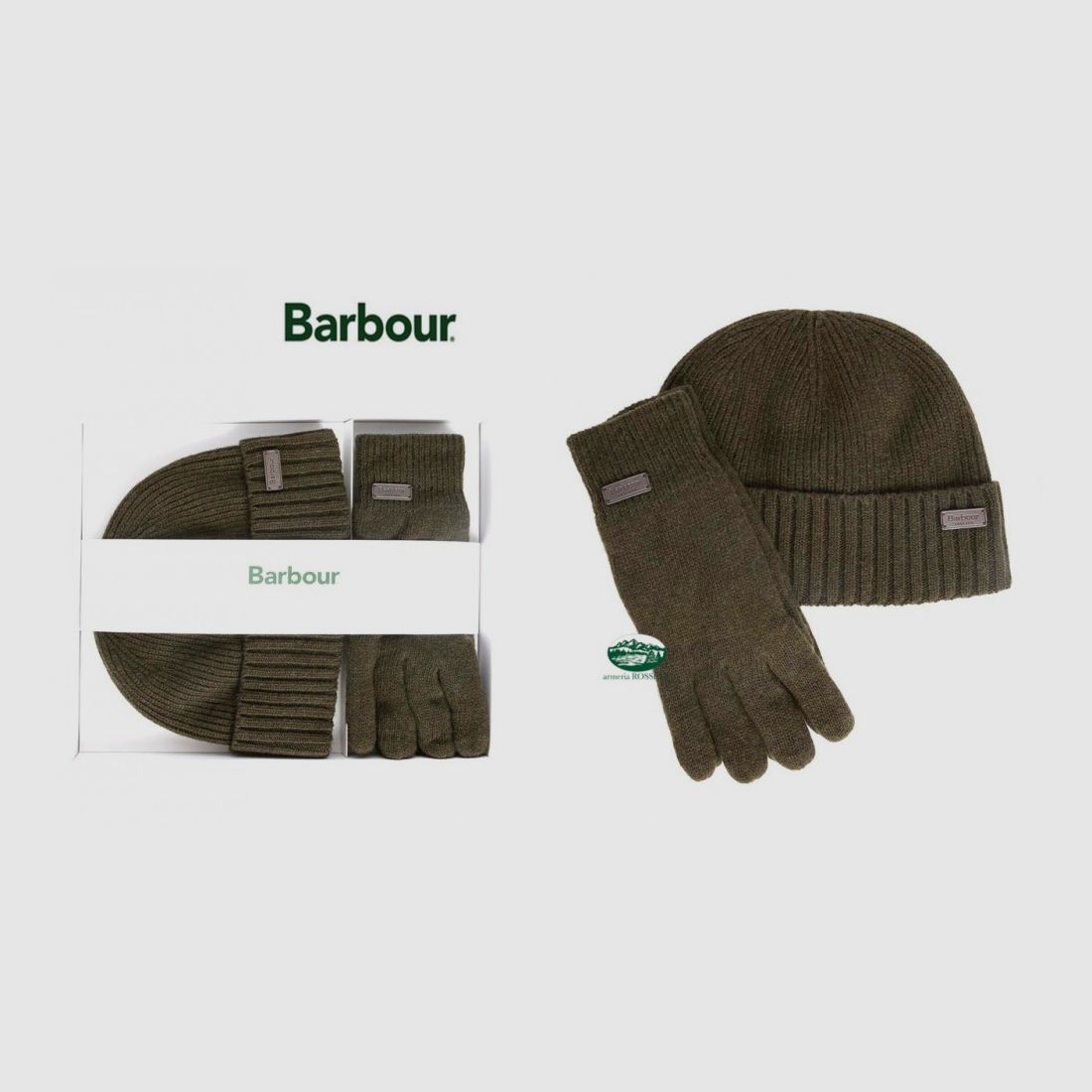 BARBOUR Set Hut und Handschuhe Carlton grün