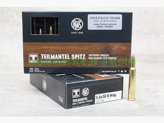 RWS	 Teilmantel 5,6x50R Magnum 50gr. 3,2g 20 Stück Staffelpreise