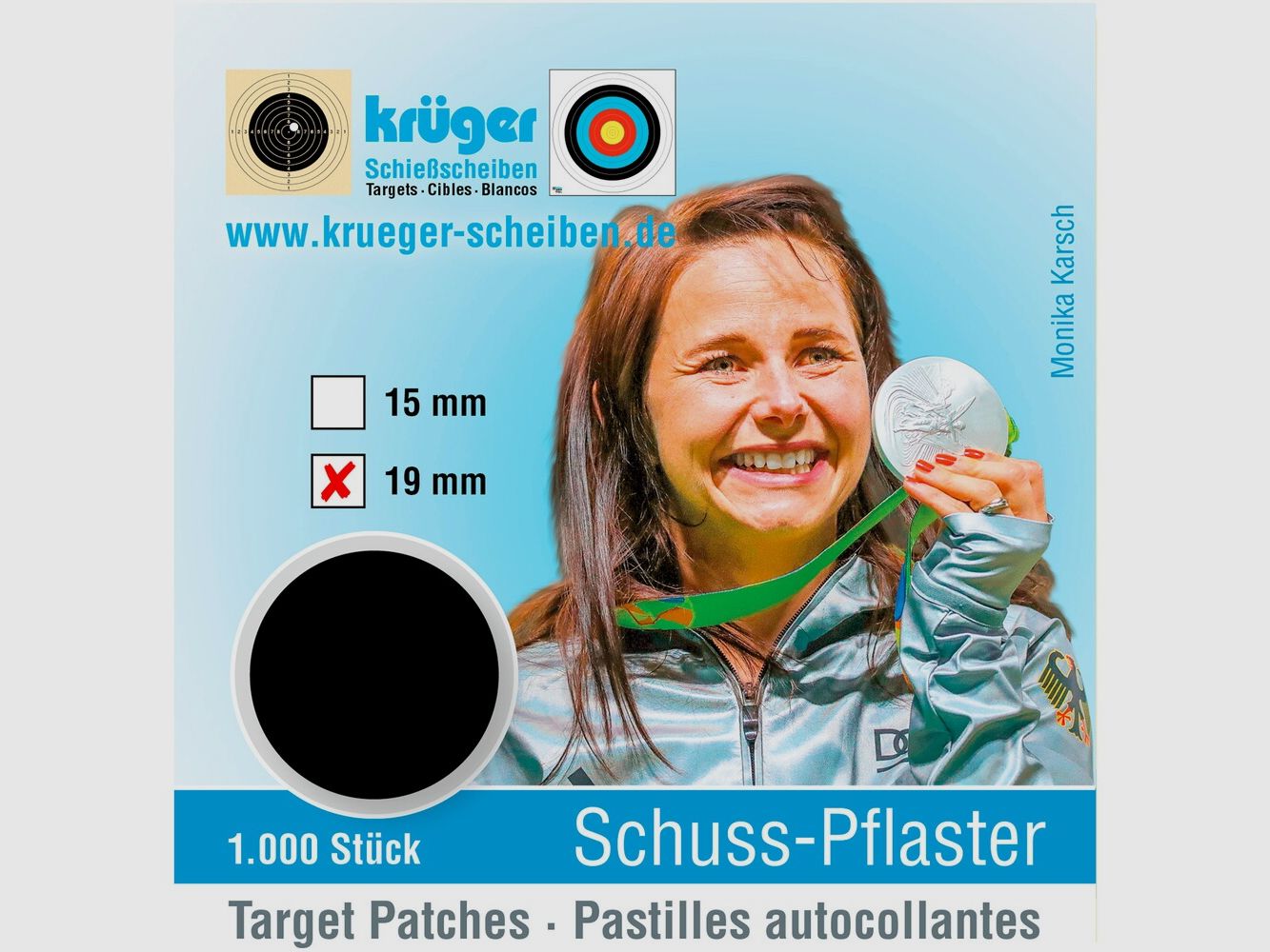 Krüger Druck + Verlag Plastry strzałowe – 1.000 sztuk (Ø 19 mm – Czarny)