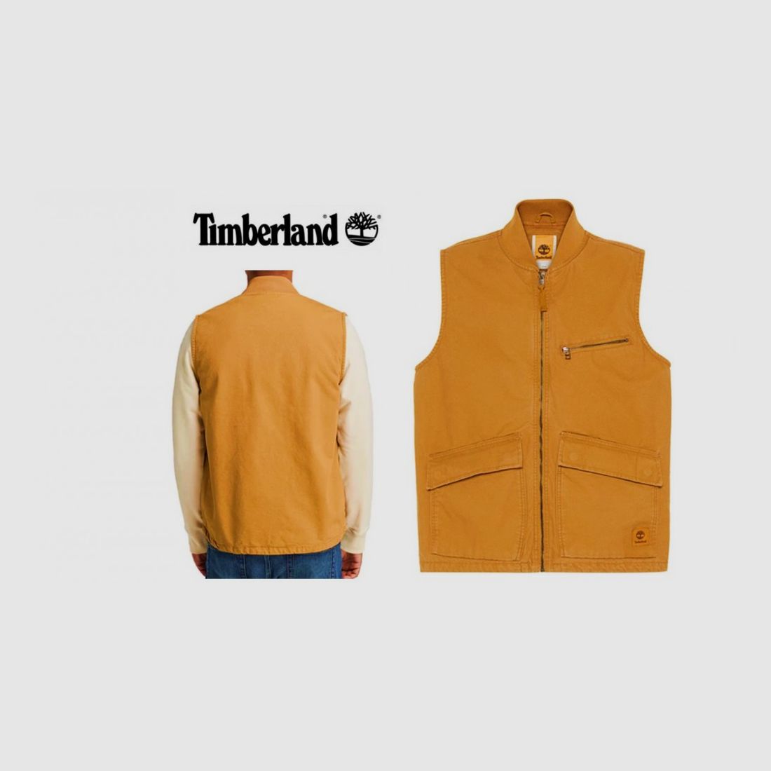 TIMBERLAND Gilet van canvas in mosterdkleur