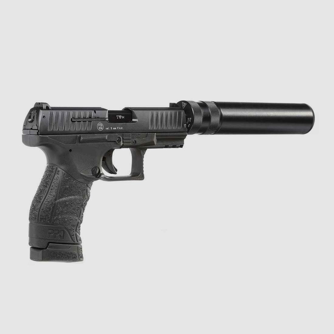 Walther Schreckschuss Pistole PPQ M2 Navy Kit 9 mm Schreckschuss mit Schalldämpfer+3 x17 Schuss Magazin