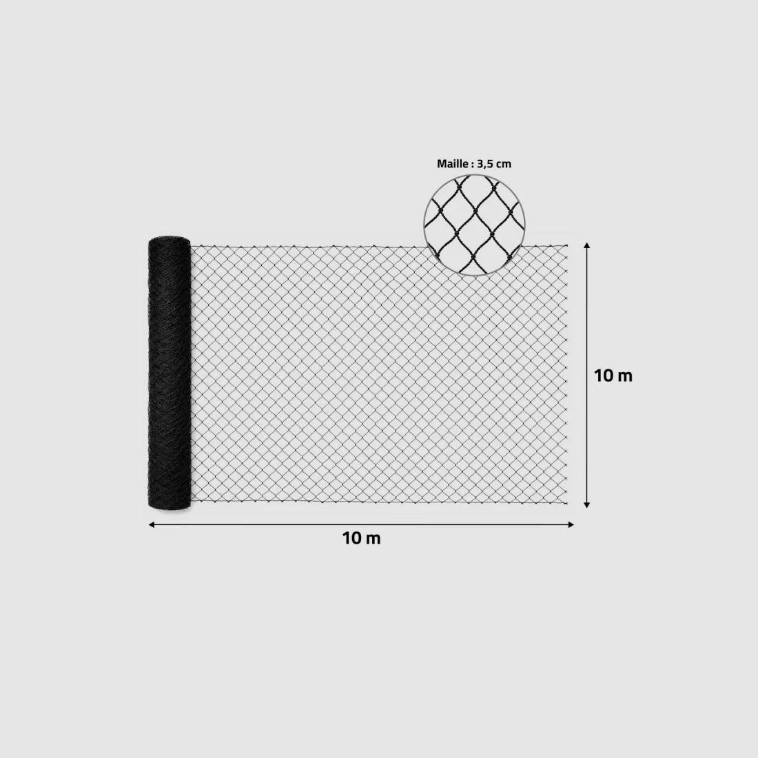 Schutznetz 10x10m mit 35mm hexagonalem Maschen - UV-beständiges schwarzes Polyethylen, Bild 4 von 4