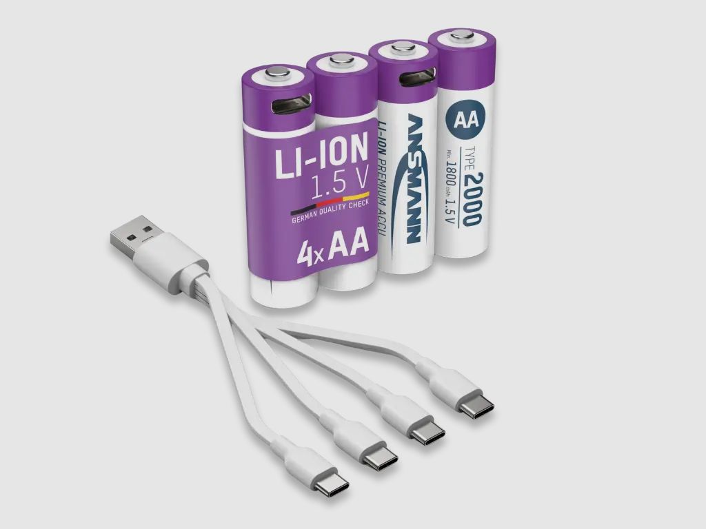 Ansmann Li-Ion batteries AA 4-pack including charging cable