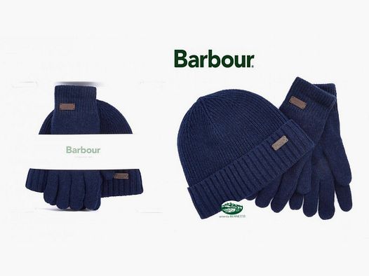 BARBOUR Hat and Gloves Set Carlton Blue