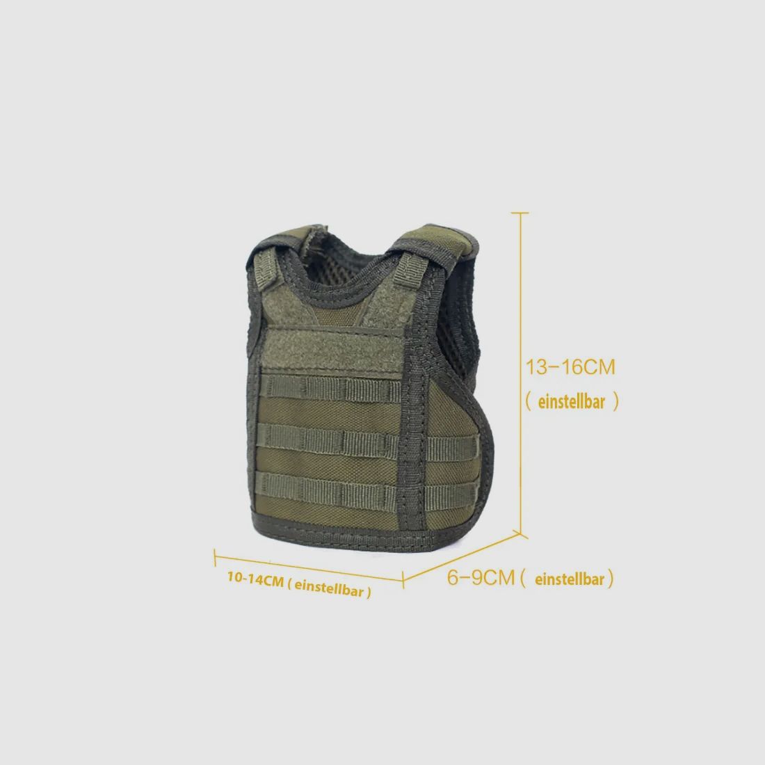 Mini Schutzweste für Bierflasche / Weinflasche / Thermosflasche - Oliv