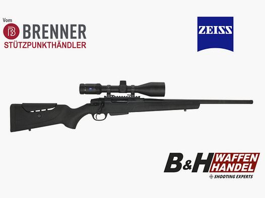 Pakiet kompletny Brenner: BR 20 Polimeryzowany uchwyt z Zeiss V6 2.5-15x56 gotowy do montażu karabinu myśliwskiego z powtarzalnym mechanizmem