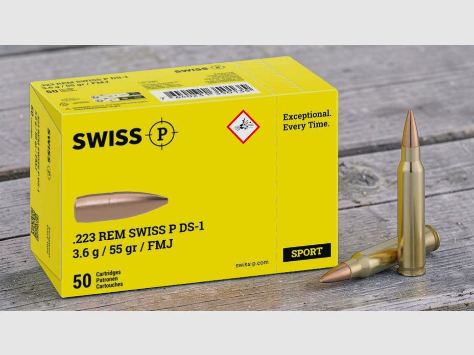 Cartuccia per fucile svizzera P cal. .223 Rem DS-1 3,6 g