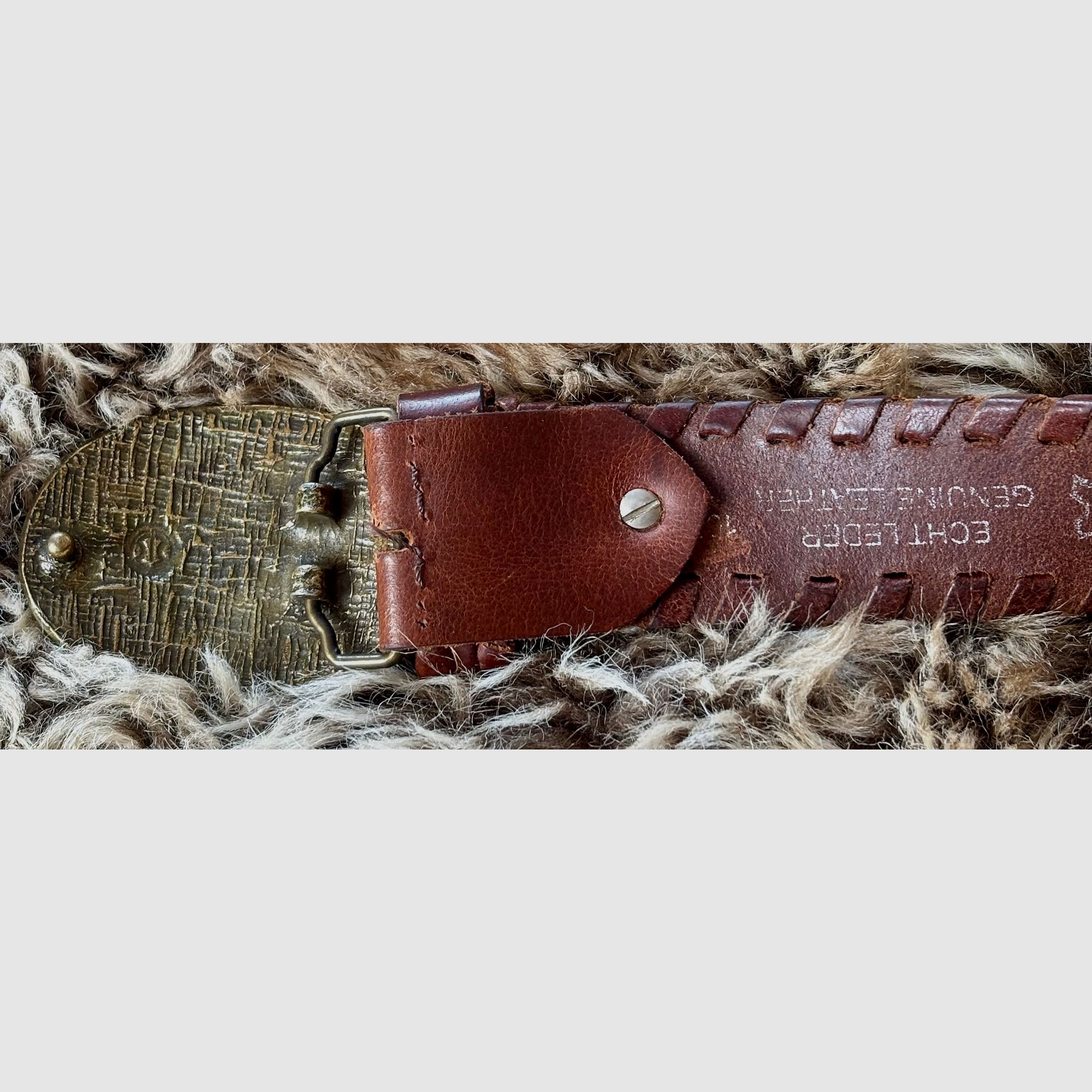 Cinturón de cuero auténtico Trachten Jagd de 100 cm de largo y 4 cm de ancho para hombres y mujeres