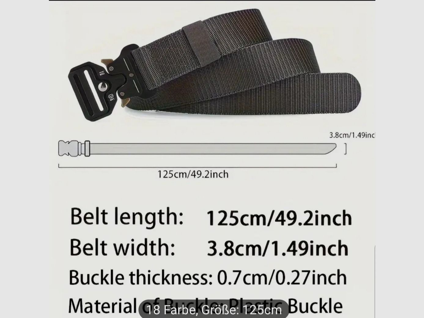 Taktischer Gürtel 125cm schwarz 