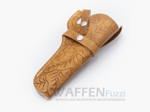 Western holster with embossing for 6 inch western revolver