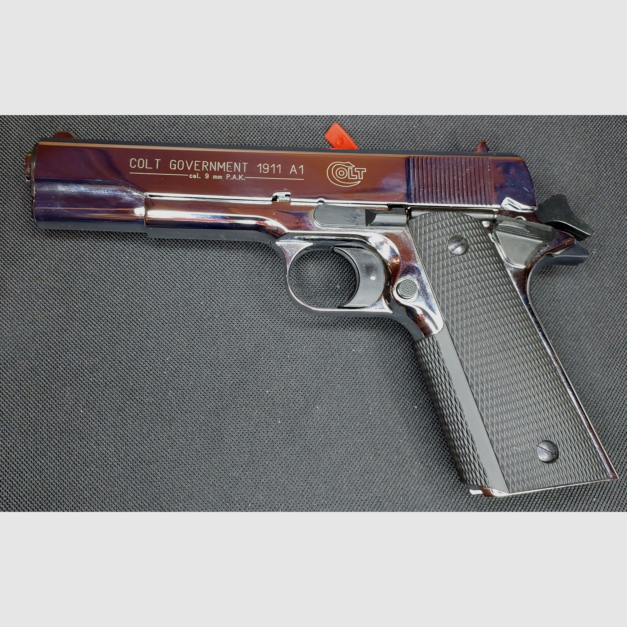 Colt Government 1911 A1 Schreckschuss Pistole 9mm P.A.K. poliertes Chrom (PTB 774)