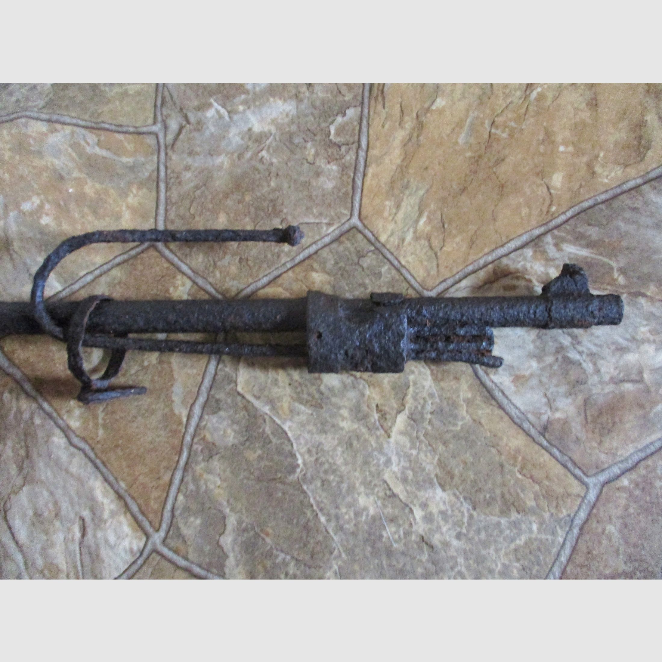 old rifle from World War I or II, decorative barn find