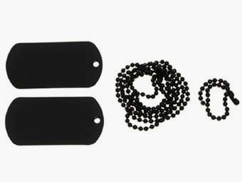 US identification tag, with chains, black