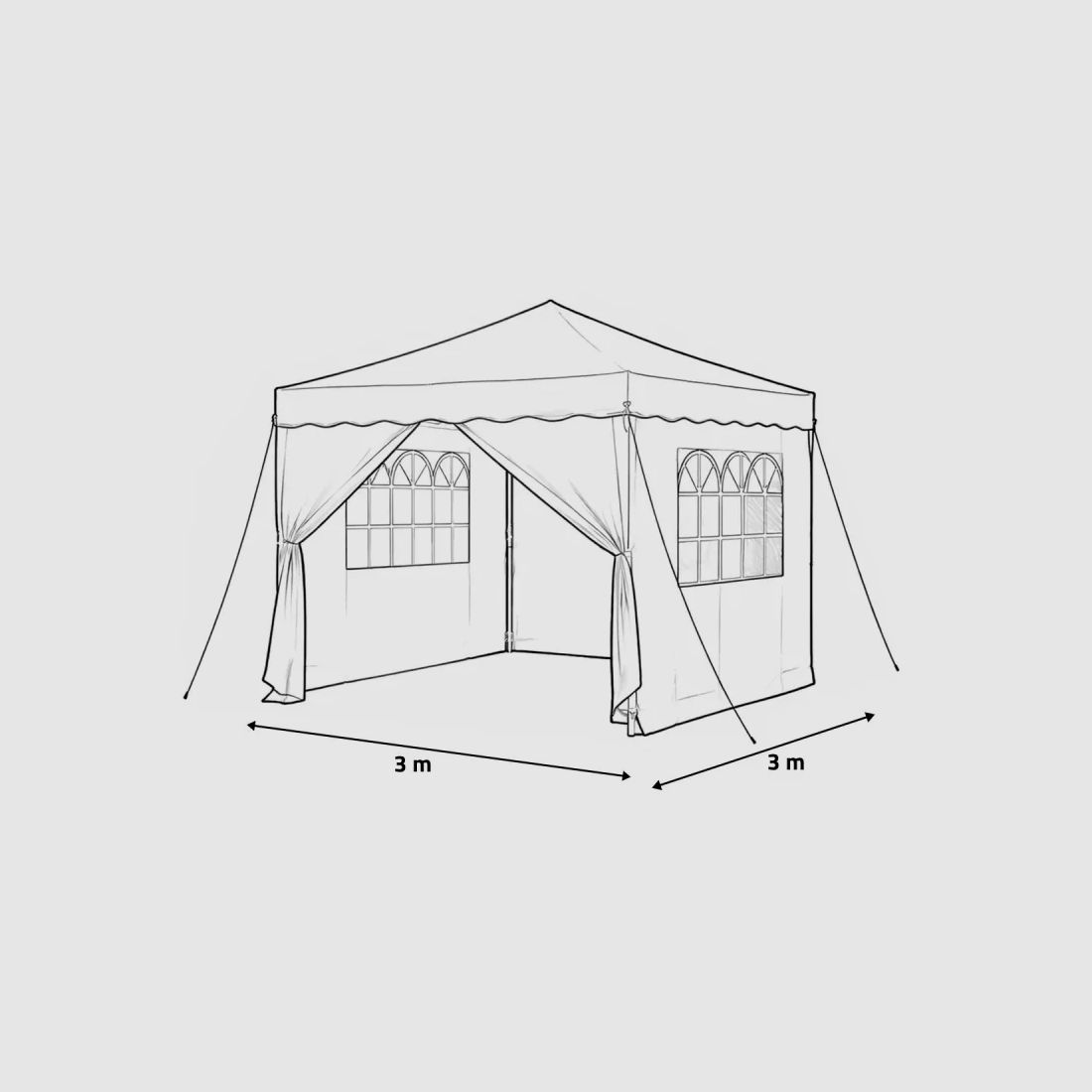 Gazebo pieghevole 3x3 m in acciaio verde con pareti laterali, immagine 11 di 13