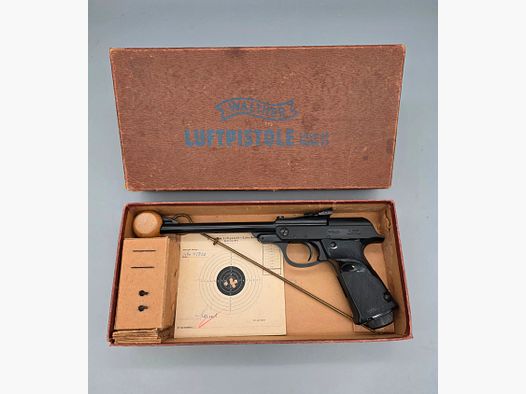 Ohne "F" !!! Luftpistole Walther Mod. LP 53 im OVP Karton u. Anschuss Scheibe aus den 60iger James Bond 007 