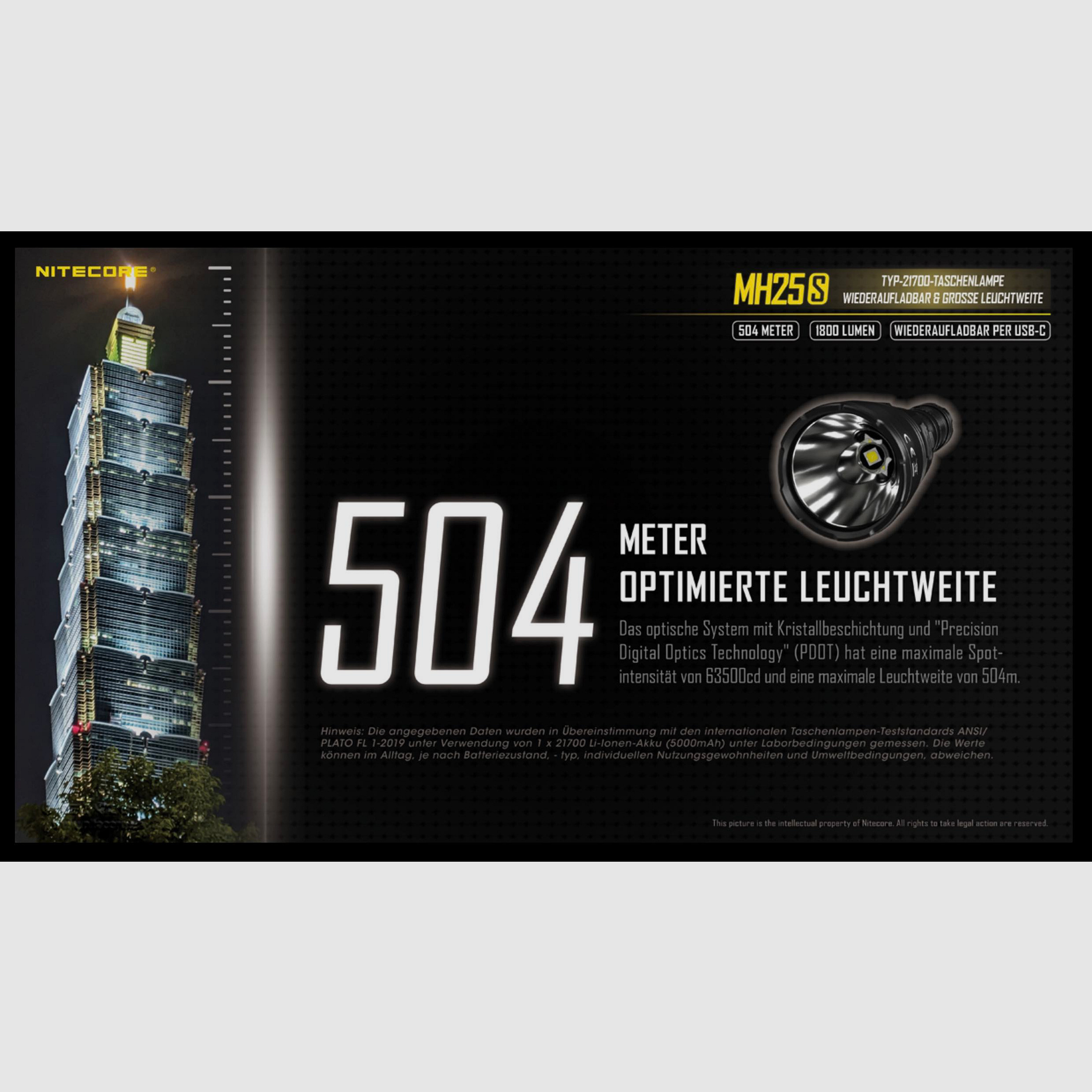 Nitecore MH25S LED Taschenlampe 1800 Lumen