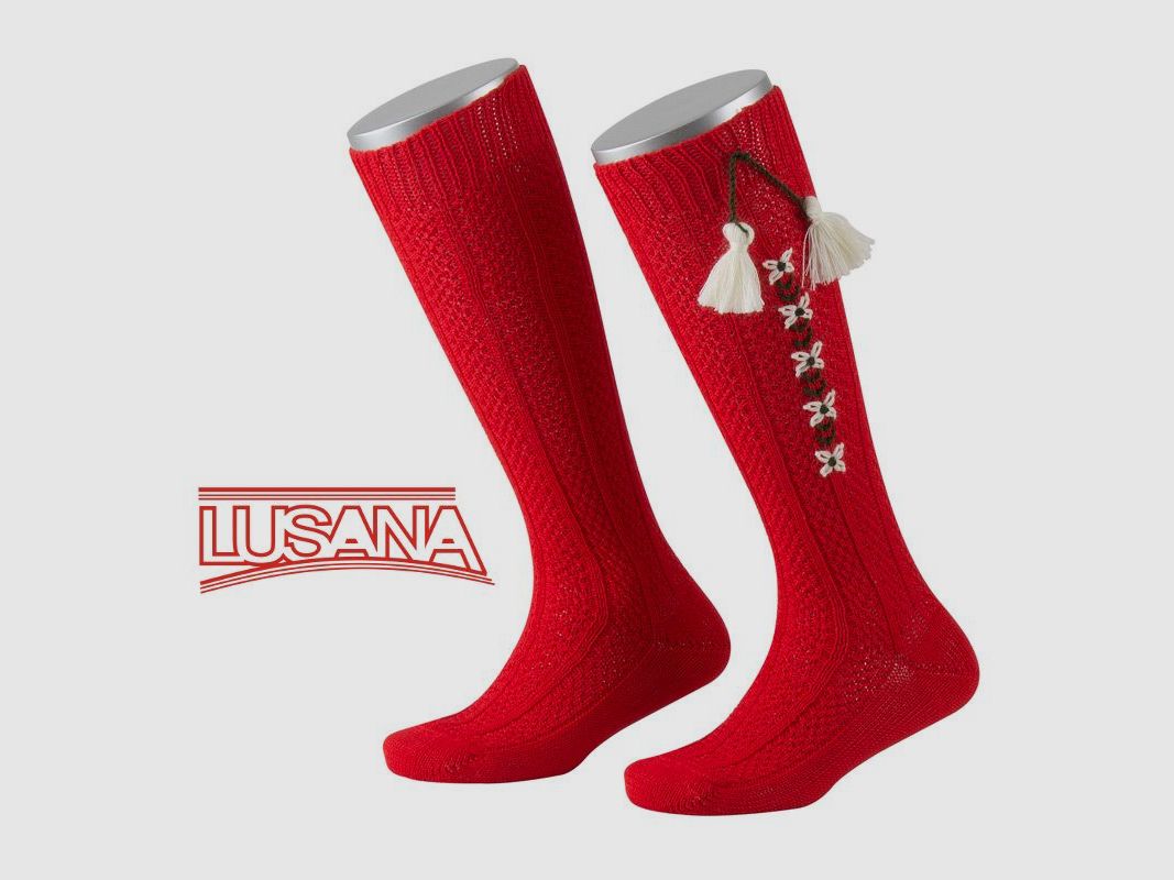 Chaussette montante pour enfants Lusana en rouge (21)