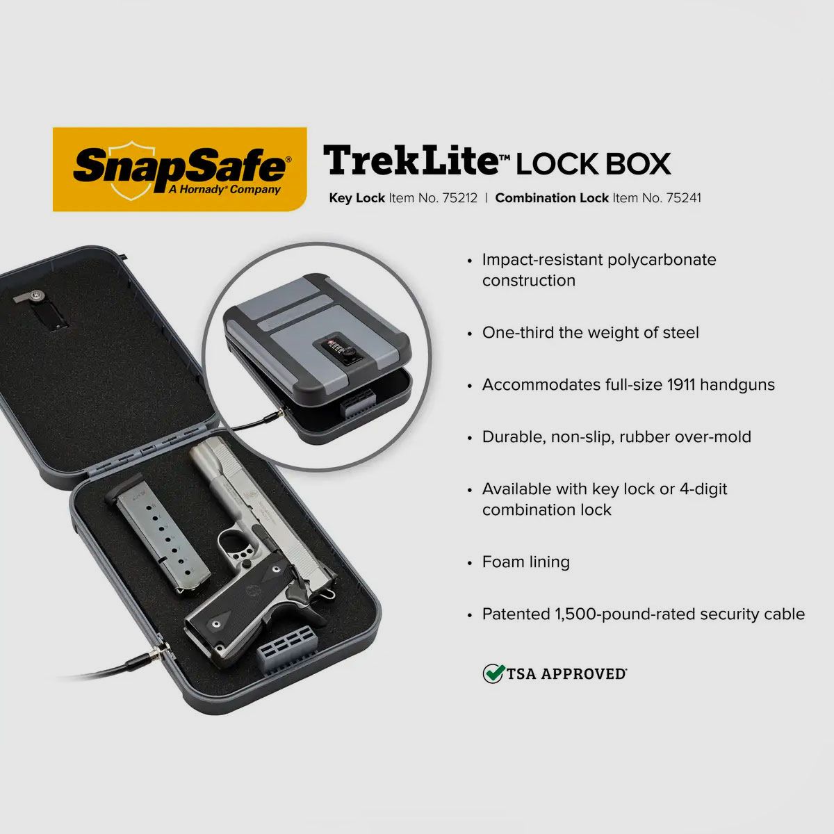 SNAPSAFE – TREKLITE® LOCK BOX ‑ XL | TSA-CIJFERSLOT | VEILIGHEIDSKIST, afbeelding 2 van 4