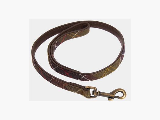 Barbour Hundeleine Leder kurz | classic tartan