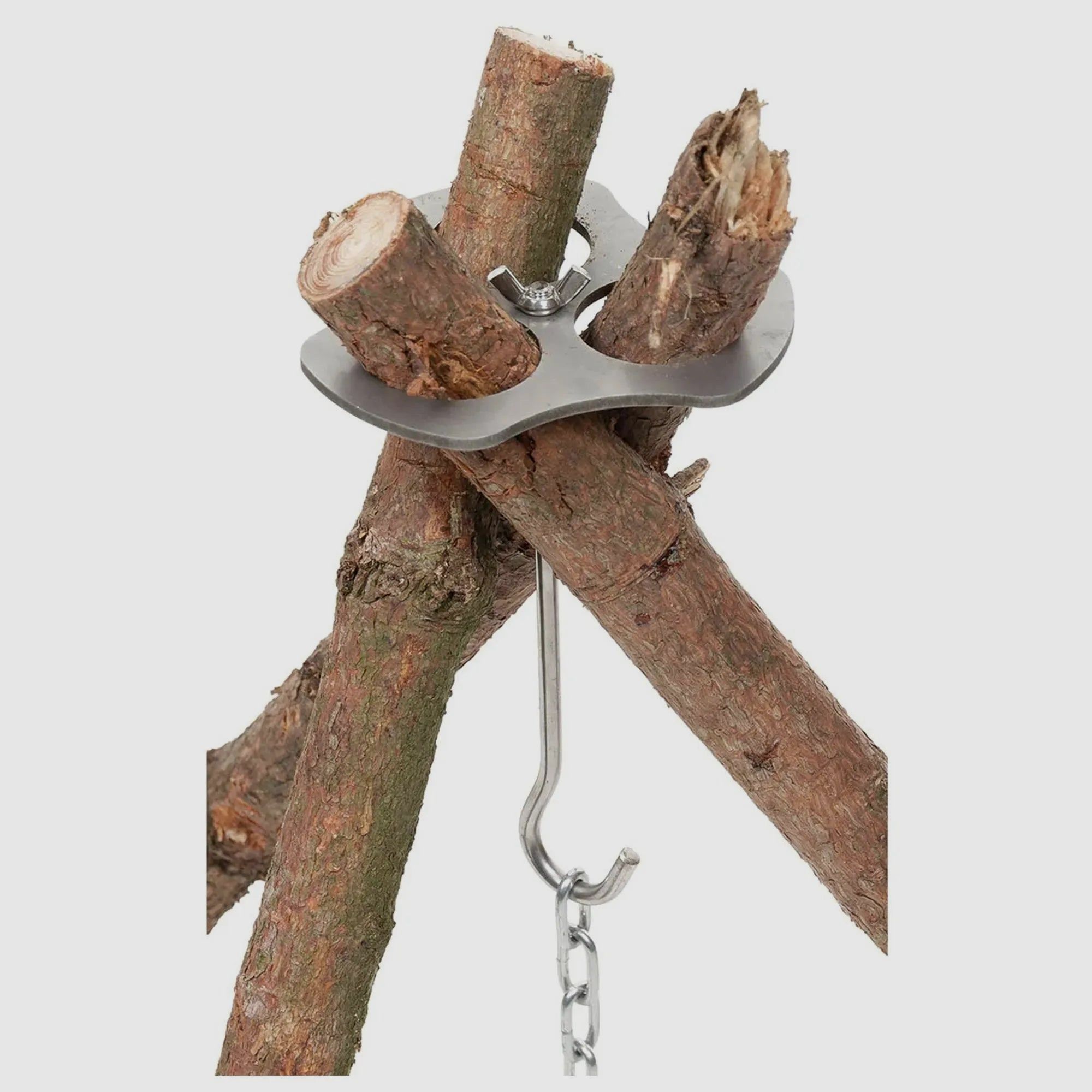 FOX Outdoor Dreibeinhalter Edelstahl mit Kette und Haken