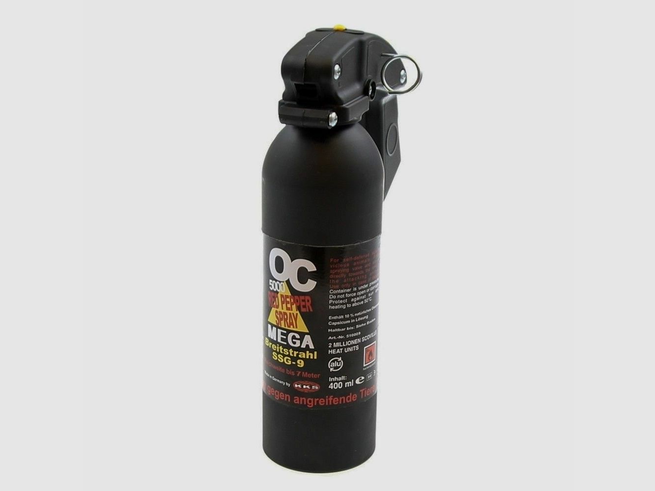 KKS Spray de Pimienta OC 5000 400 ml Rociador Amplio con Empuñadura de Pistol