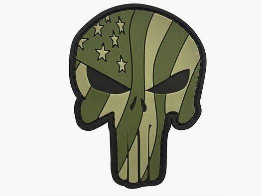 3D Patch Punisher Waving US Flag