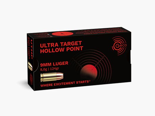 GECO 9mm LUGER 8.0G 124GR ULTRA TARGET HOLLOW POINT (UTHP) BTE50