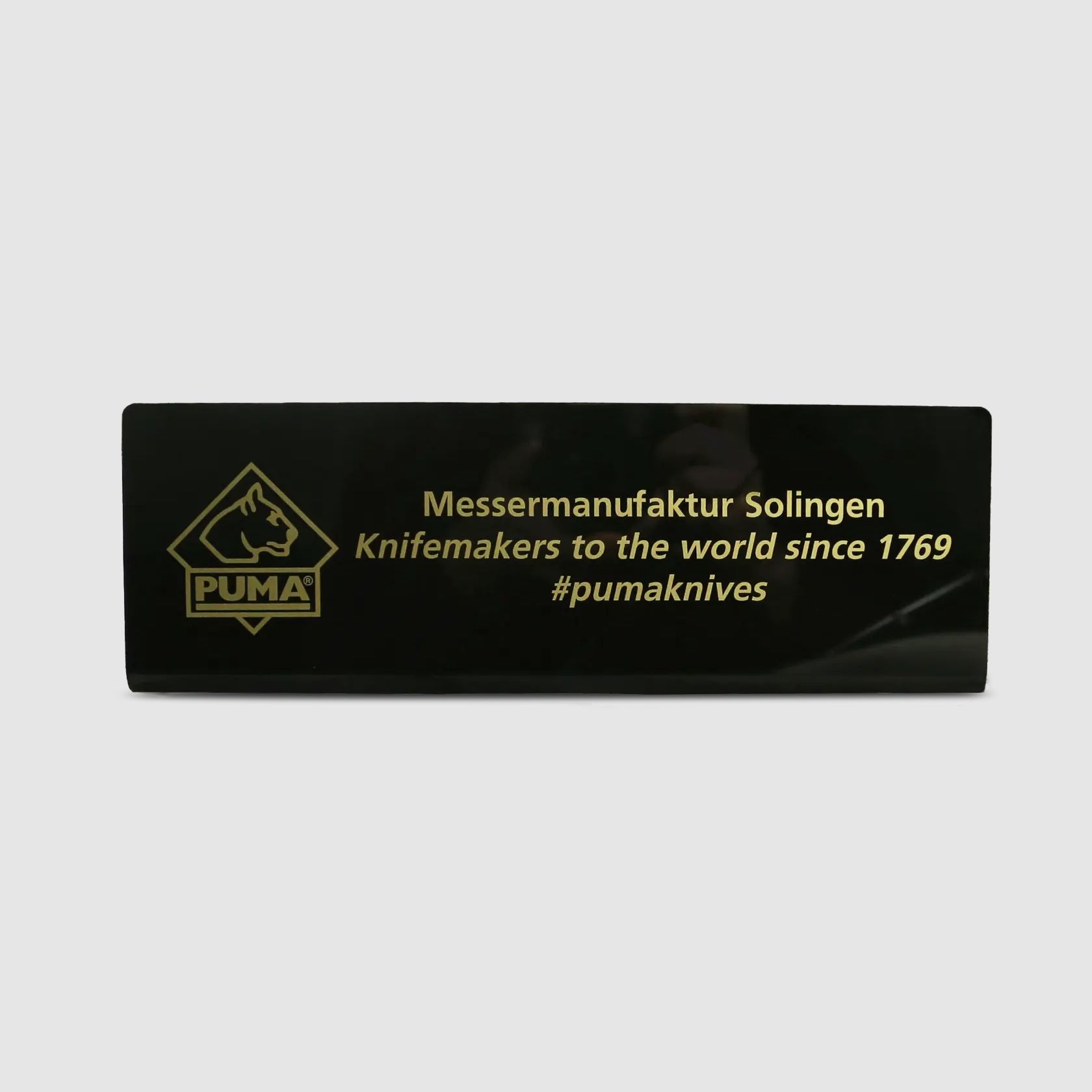 Thekendisplay / Aufsteller schwarz "Knifemakers to the world"