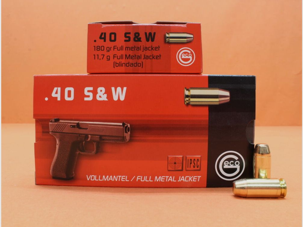 GECO Patrone .40S&W GECO 180grs FMJ (2317712) VE 50 Patronen/ 11,7g Vollmantel