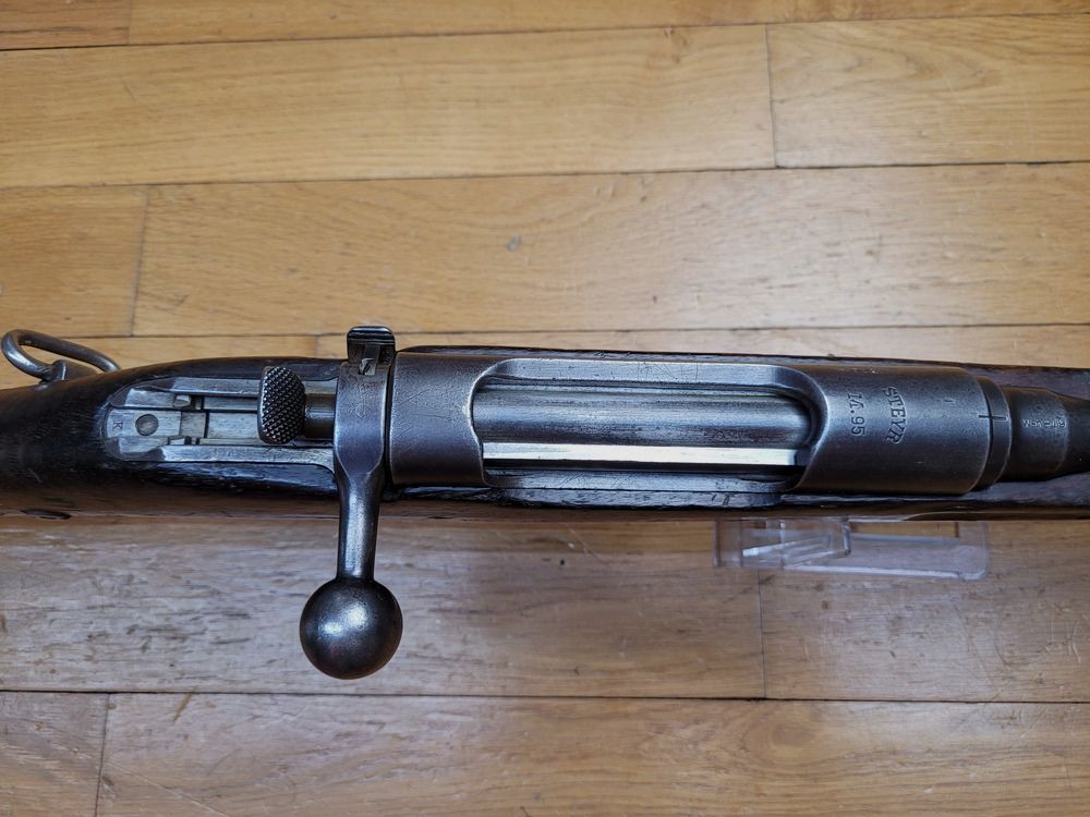 Venerabler und seltener österreichischer Kavallerie-Mosqueton M95 (nicht 95/30!) – Originalkaliber aus 14-18 in 8×50 Mannlicher (und nicht in 8x56R nach 1930) – Mannlicher-Clip verfügbar – Arsenal von Steyr und 100% original – Kategorie D – Sehr selten und in insgesamt gutem Zustand, Bild 16 von 31