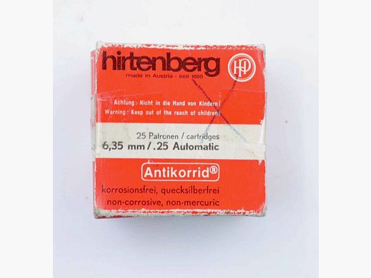 Hirtenberger / Austria munición para pistolas 6,35mm Browning/.25ACP