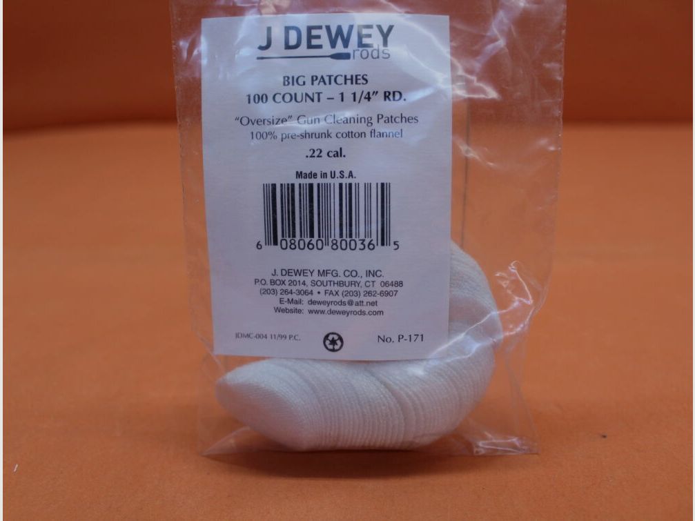 Płatki czyszczące Dewey Dewey (P-171) VE 100 szt. bawełniane okrągłe 1,25" odpowiednie do kal. .22/ .243