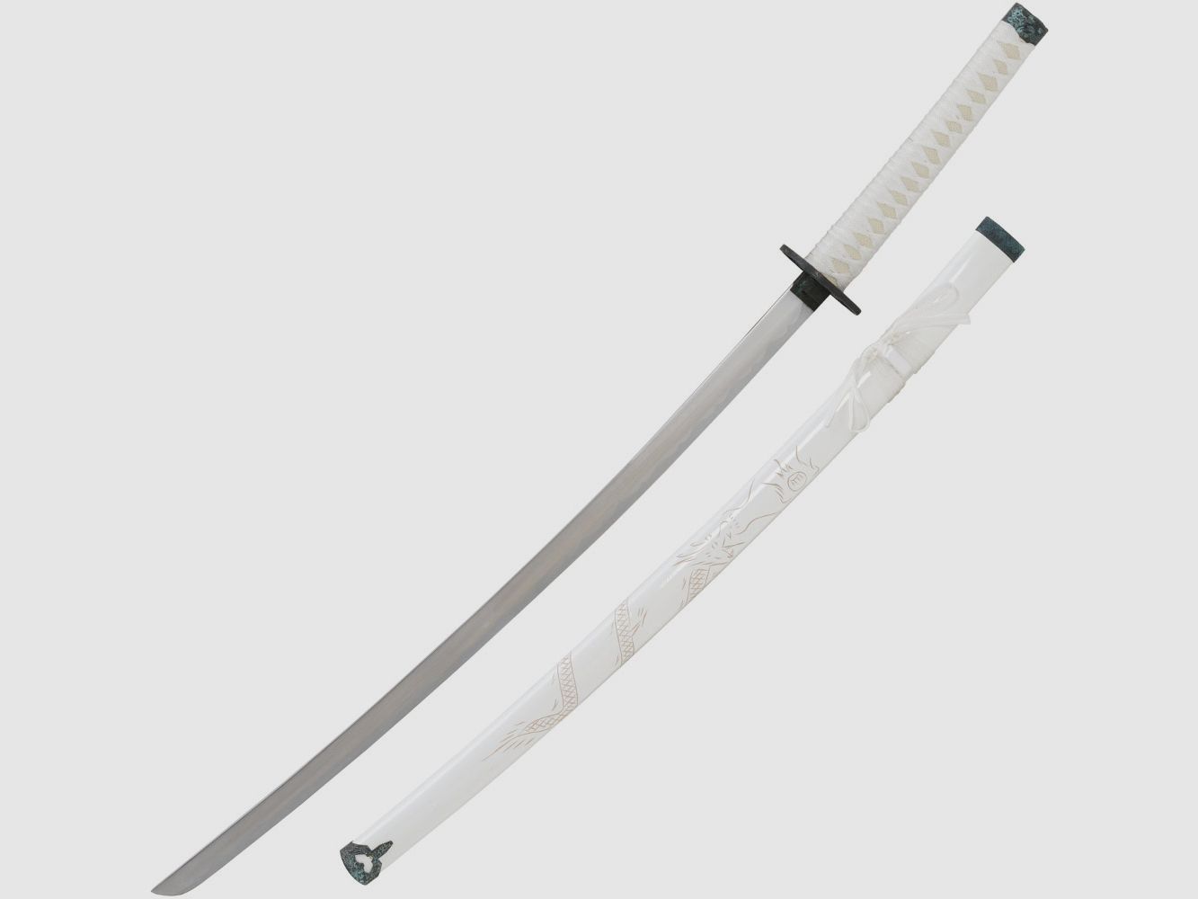 Katana Biały Smok z wzorem smoka
