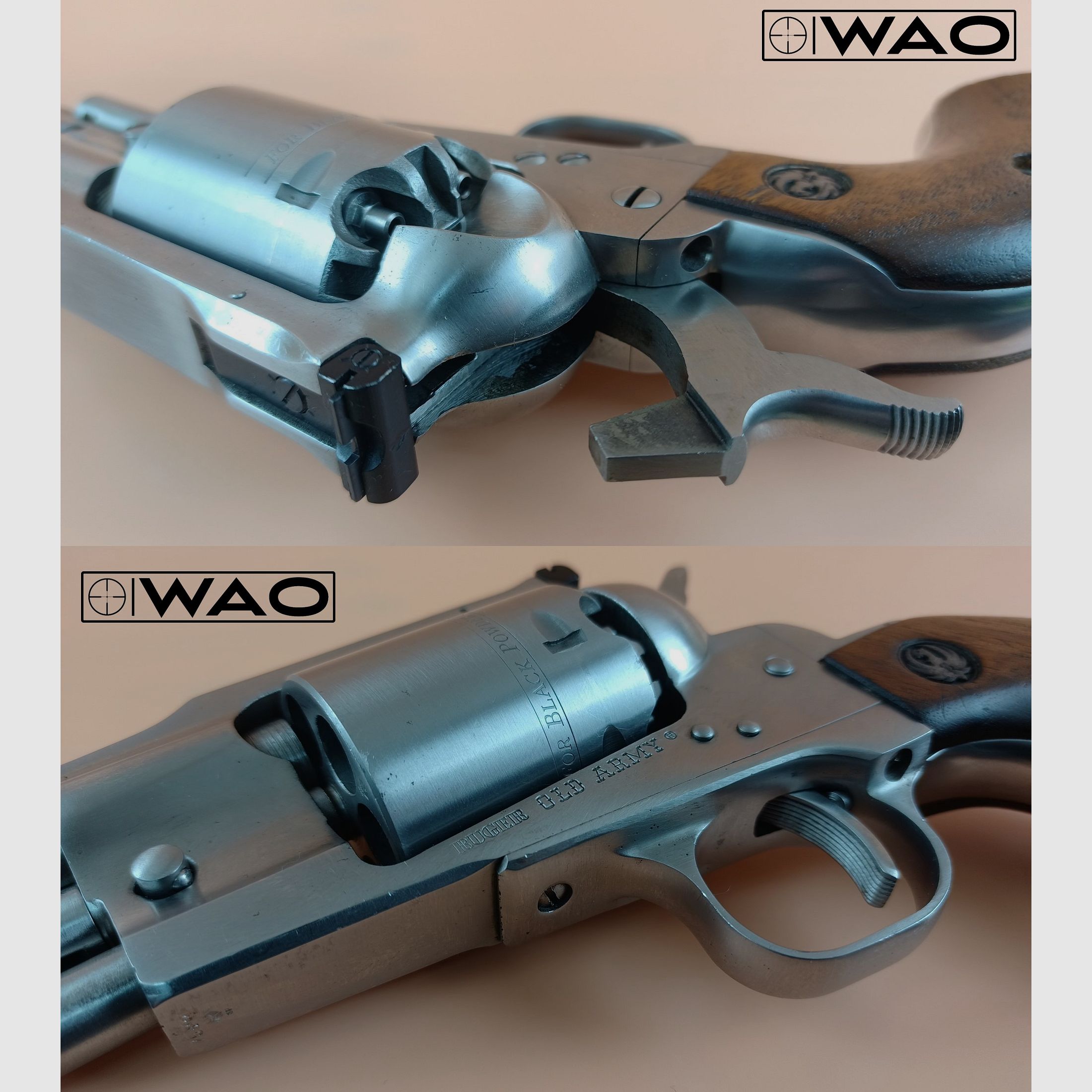 Perkussions-Revolver Sturm, Ruger & Co. Old Army, Kal. .44 (Schwarzpulver), Schwarzpulver BP *Edelstahl - neue Zündhütchen*