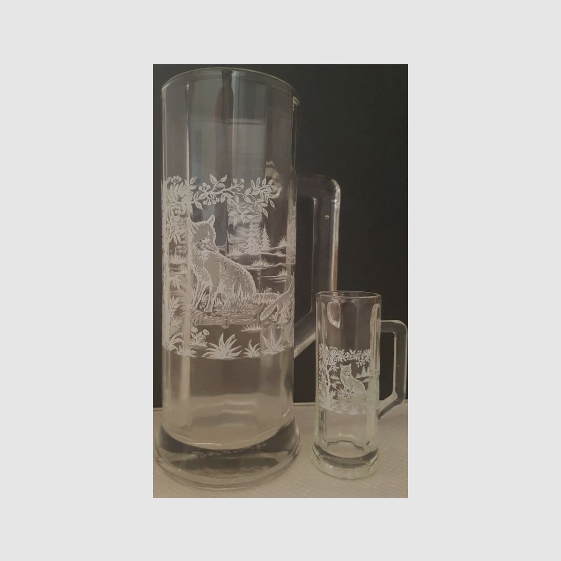 Glasseidel mit Stamper, Motiv Fuchs