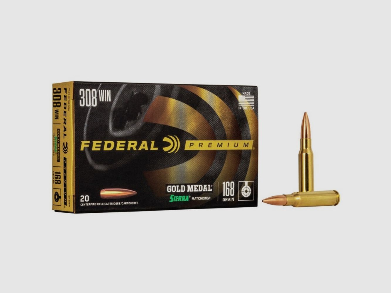 308 Winchester Federal Gold Medal Sierra MatchKing 168 gr BTHP VE20