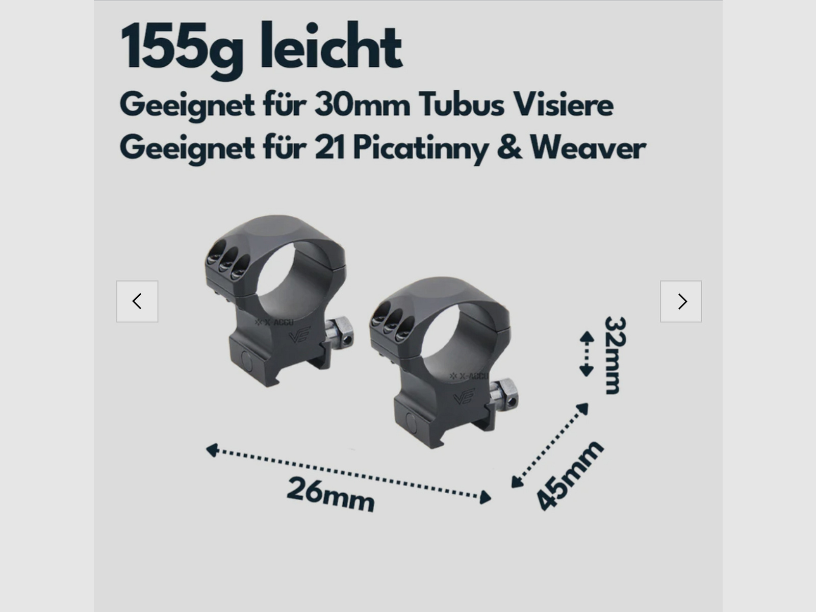 Vector Optics XASR-3002 X-Accu montaż do tubusu 30mm, 21mm Picatinny, h= 32mm