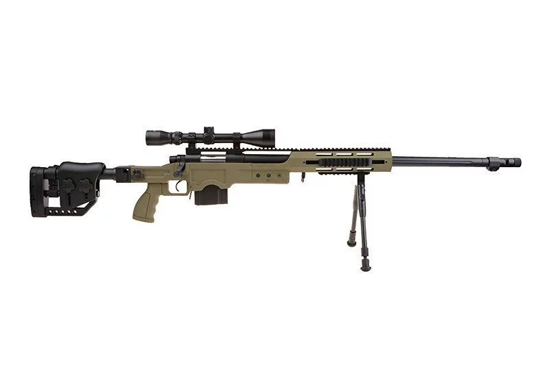 Karabin snajperski ASG WELL MB4411D - z lunetą i dwójnogiem - oliwkowa, zdjęcie 6 z 20