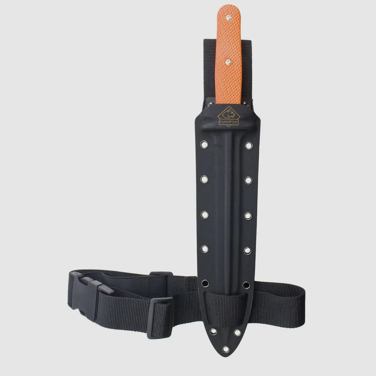 PUMA XP pig sticker 15, scalping knife, orange G10 with fish skin, Kydex sheath