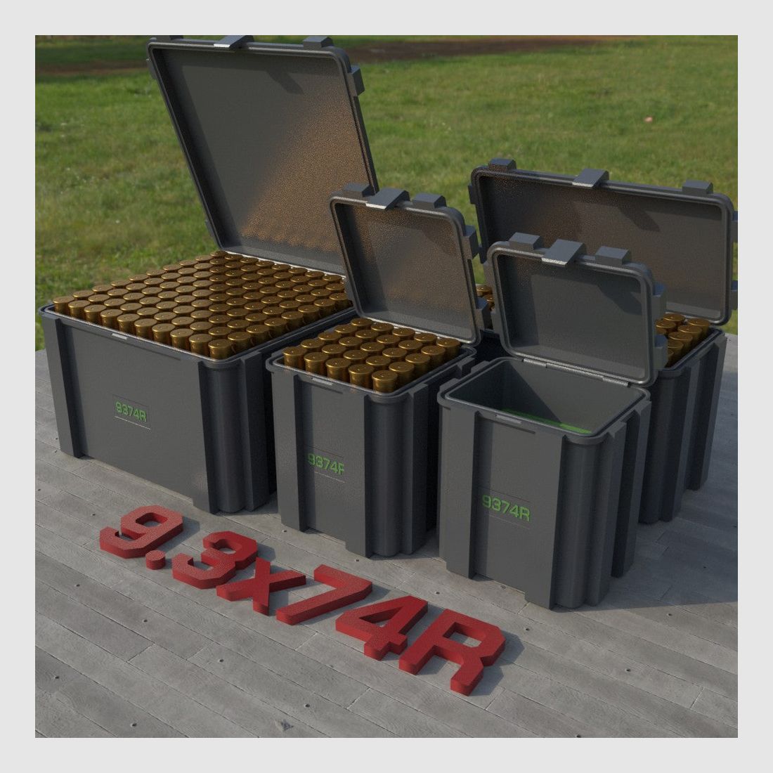 Filamelt munitiekist / Ammo Box 9.3x74R – patroonbox 'klapdeksel' – 20 / 25 / 50 / 100 ronden