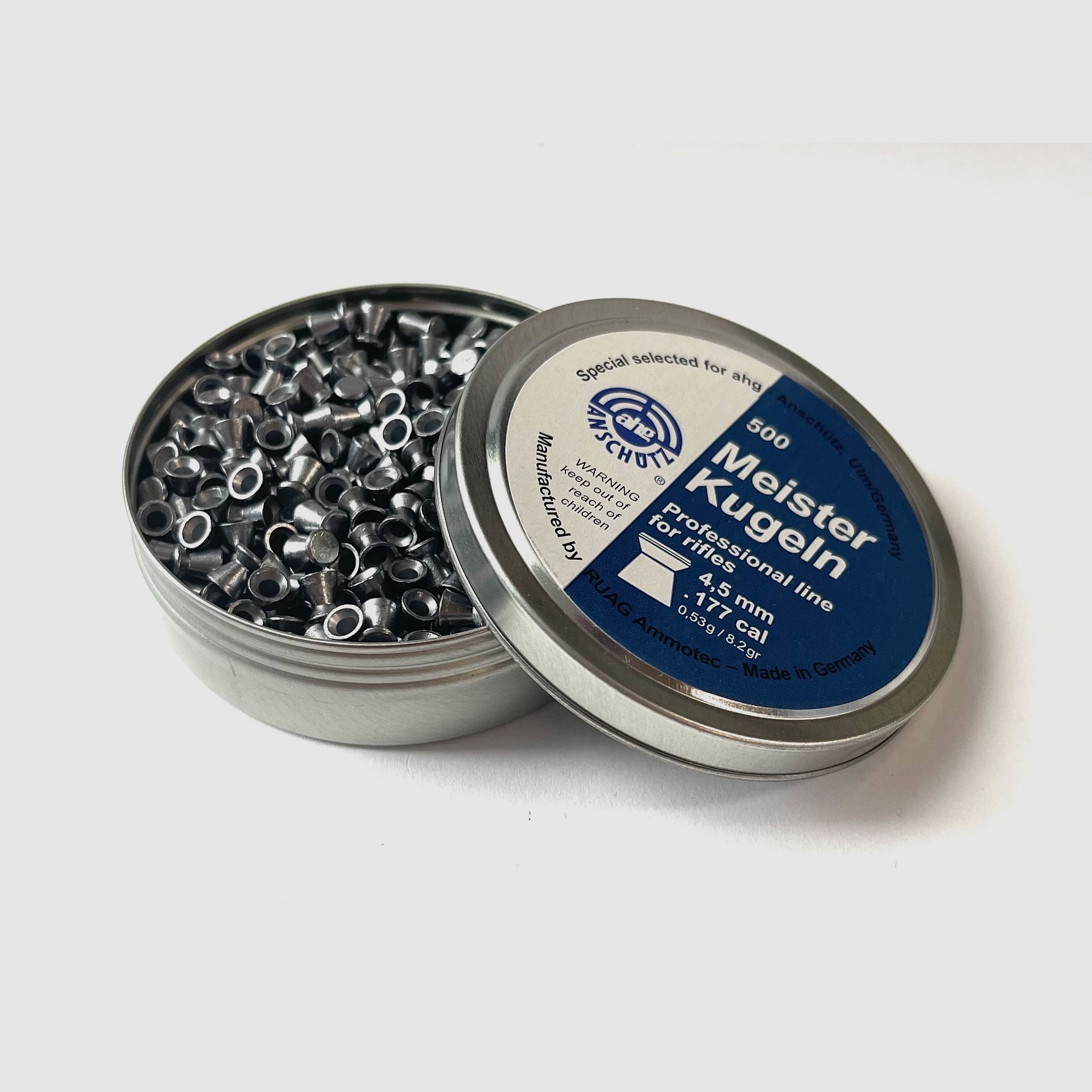 ahg Meister Kugeln Diabolos Runddose .177 cal 500 Stk. 4,5 mm 0,53 g / 8,2 gr